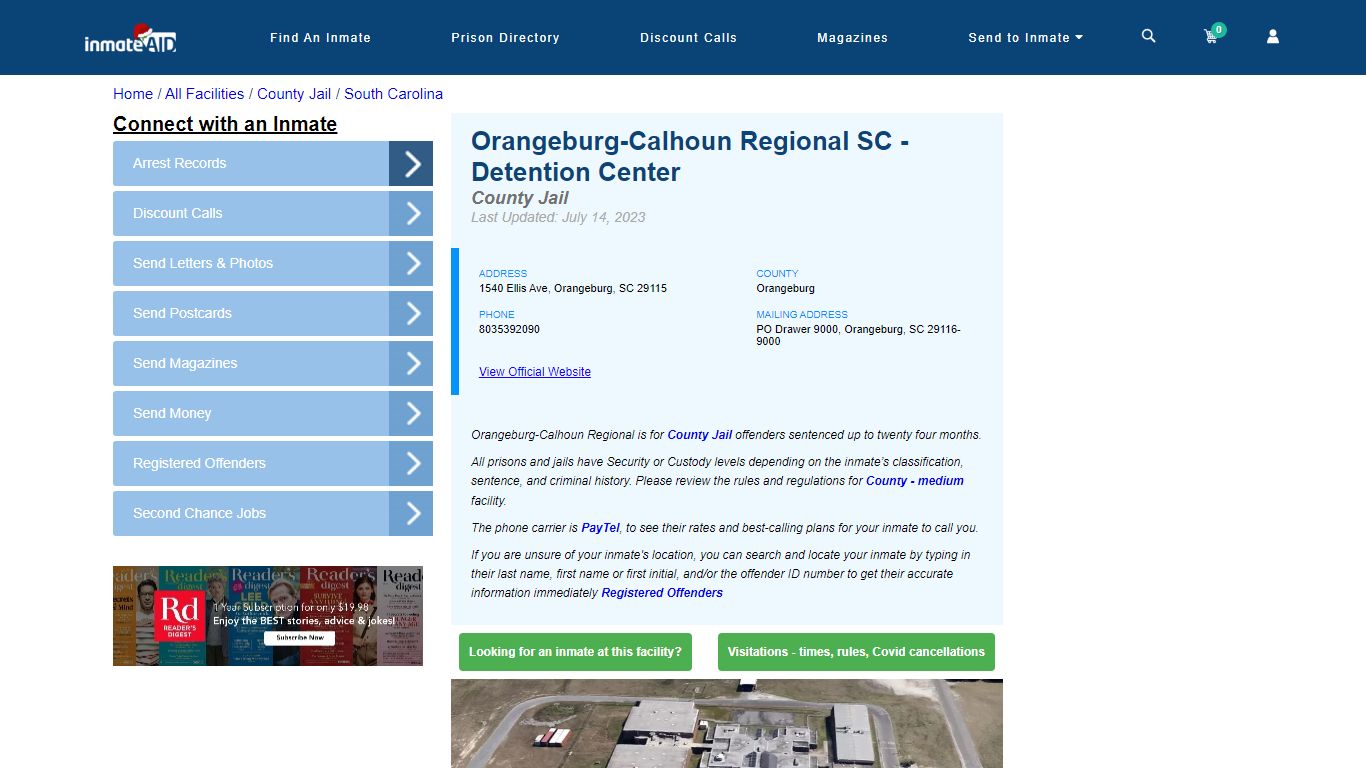 Orangeburg-Calhoun Regional SC - Detention Center - Inmate Locator ...